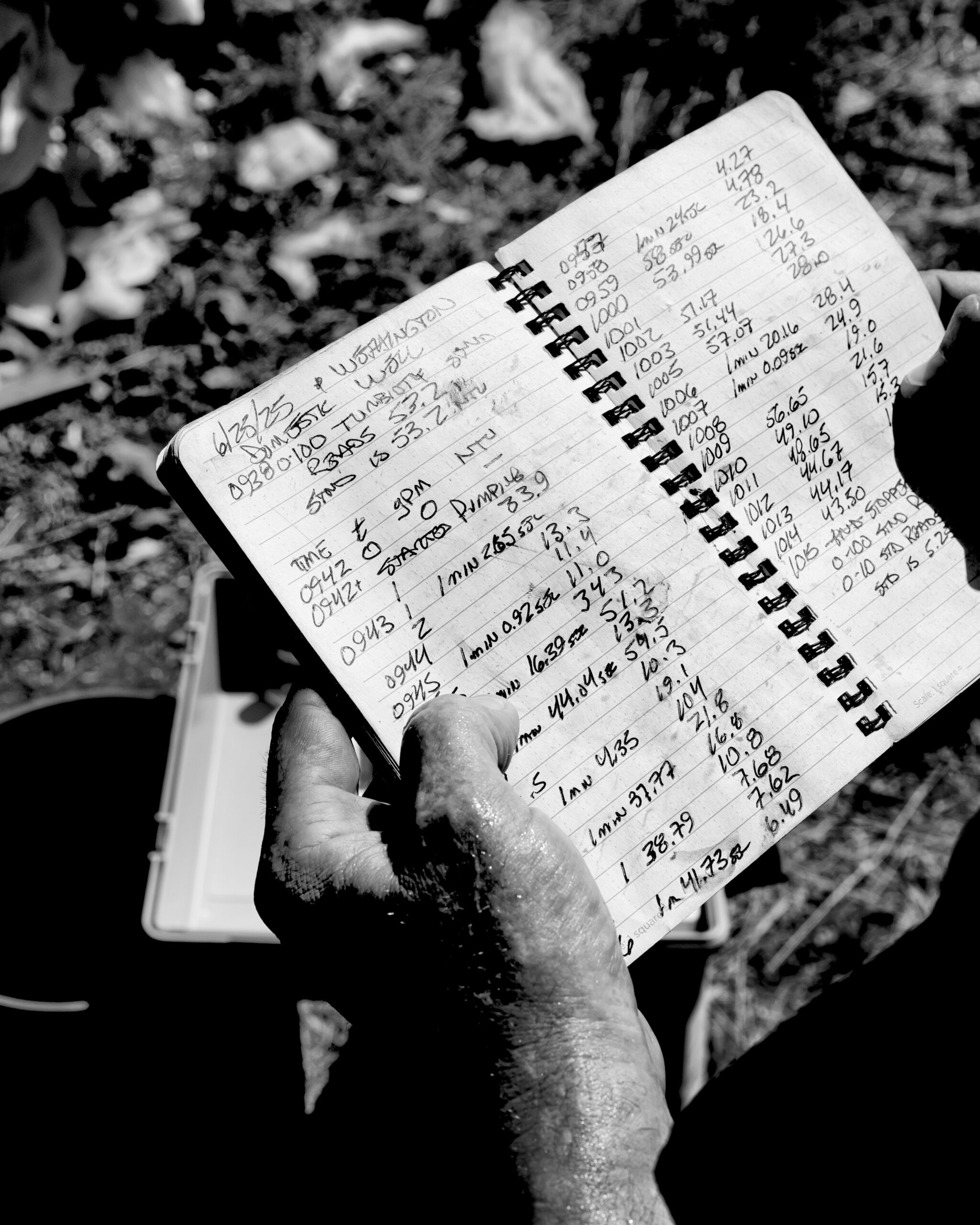 Chris Gardner tests the water at the well of Susan Wethington, which has become contaminated. She believes the contamination is a result of new activity upstream from her home at South32’s Hermosa mine project, a new manganese and zinc mine in southern Arizona.