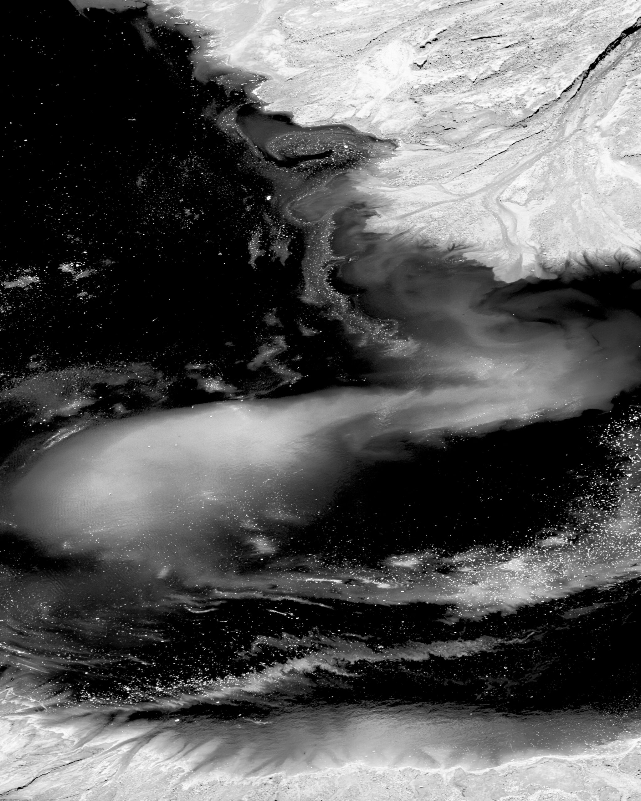 Contaminated water lines the Lavender Pit, a decommissioned open pit copper mine in southern Arizona.