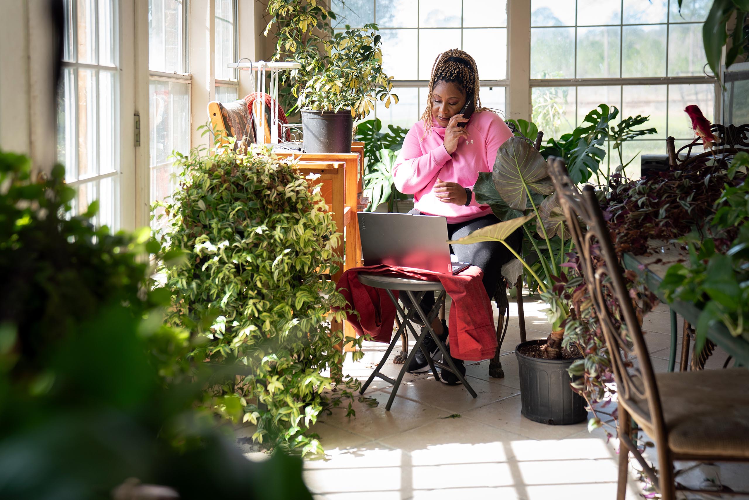 Carletta Davis, leader of We Matter Community Association, works from home.