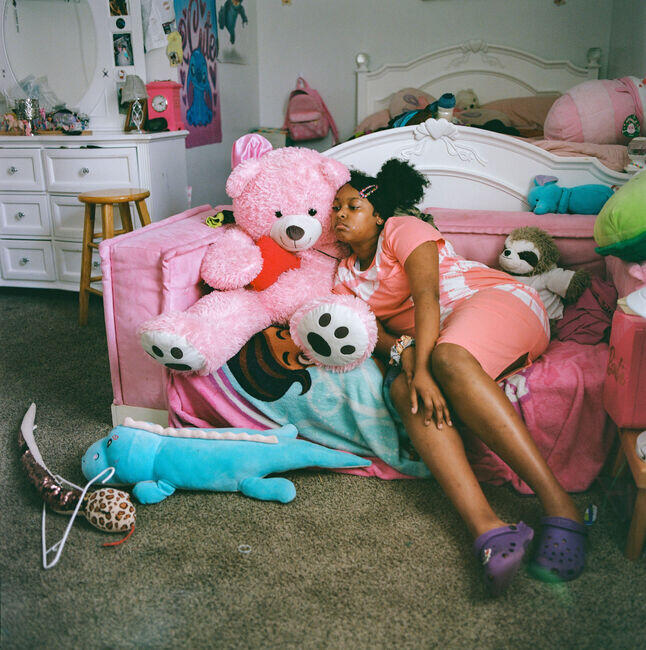 Jayanne, 14, in her room on a weekend.