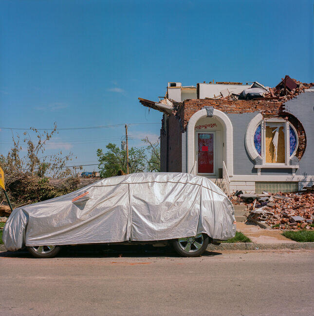 A covered car.