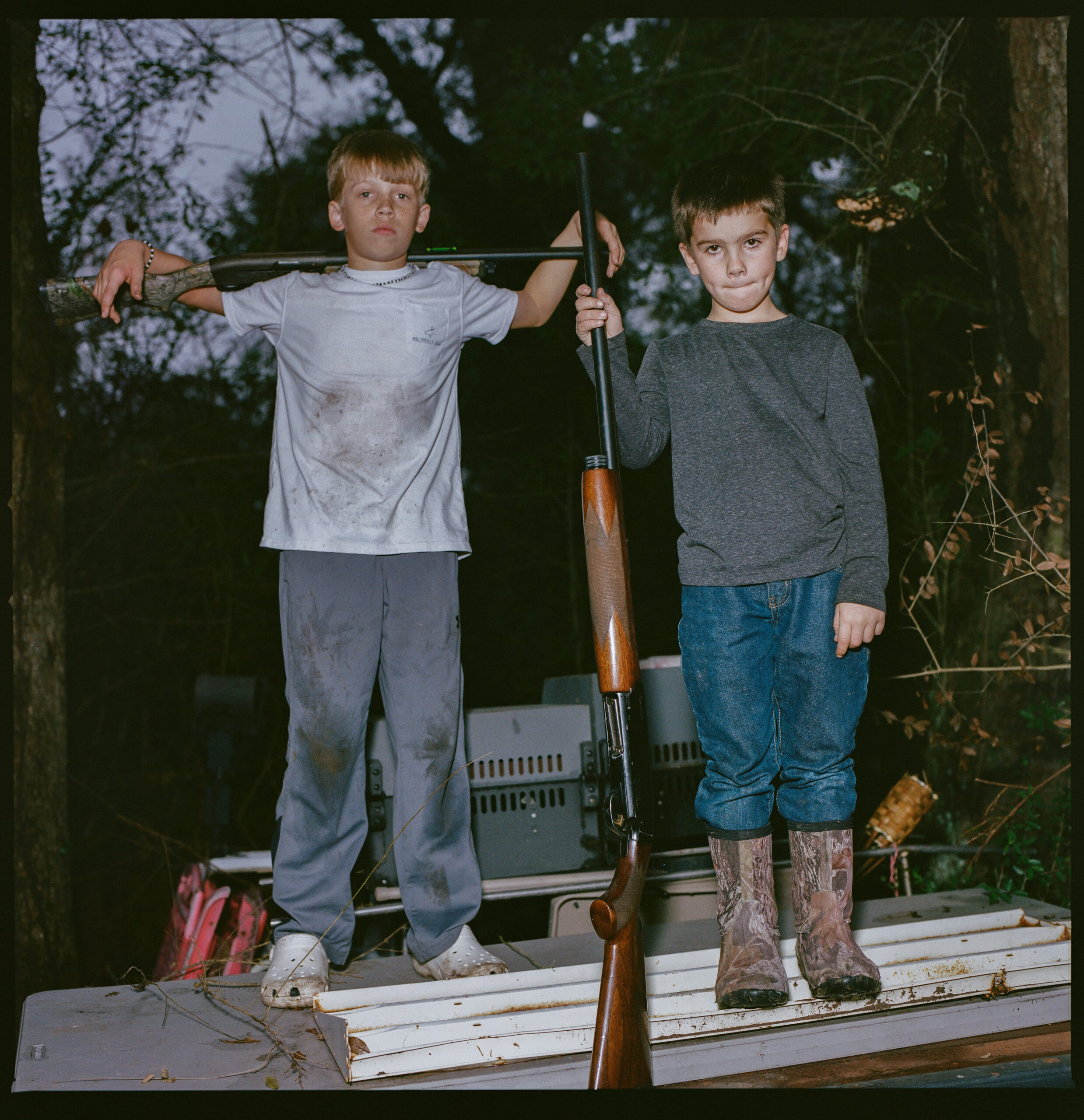 Lyke Guidry's grandsons: Blayzin Terro (left) and Charlie Terro (right). They started hunting at age 4, taught by Lyke.